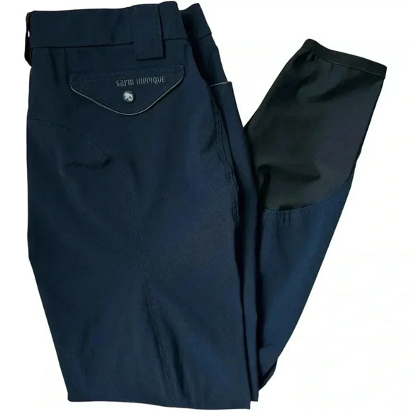 S Hippique | Equestrian Riding Pants | Navy Blue Breeches | Suede Grips | US 30 - Picture 6 of 6